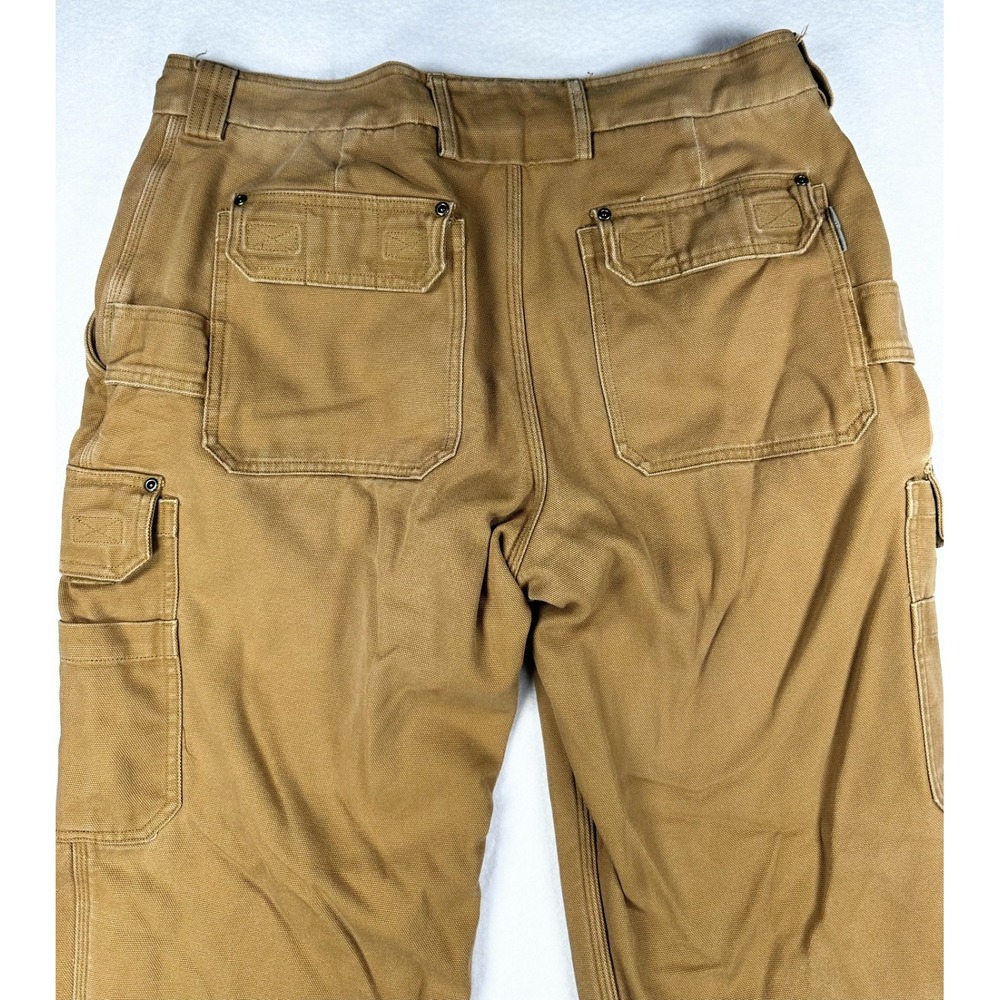 Duluth Trading Co Fleece Lined Tan Relaxed Fit Cargo Work Pants Brown Mens 38x32 - Picture 12 of 16